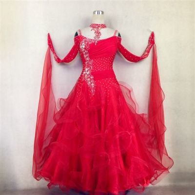 スタンダード（モダン）ドレス：レッド系（赤色） 社交ダンスドレス 