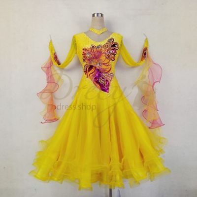スタンダード（モダン）ドレス：イエロー系（黄色） 社交ダンスドレス