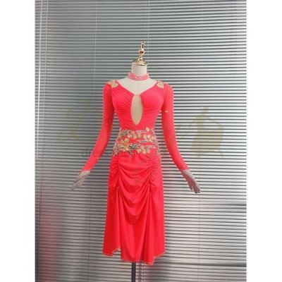 ラテンドレス：レッド系（赤色） 社交ダンスドレス・社交ダンス衣装の 
