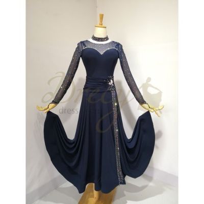 新品　社交ダンス　衣装　ドレス　ワンピース　ブルー　a107