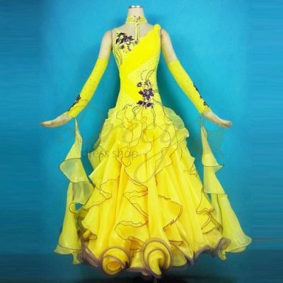 スタンダード（モダン）ドレス：イエロー系（黄色） 社交ダンスドレス 
